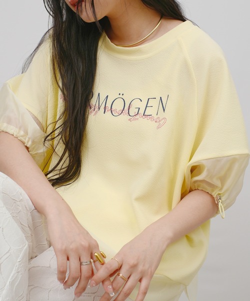 palm RICHE(ポームリシュ)の「前後2WAYふくれJQT(Tシャツ/カットソー・レディース・ブラック/ライトイエロー/オフホワイト・M)」の3枚目の写真