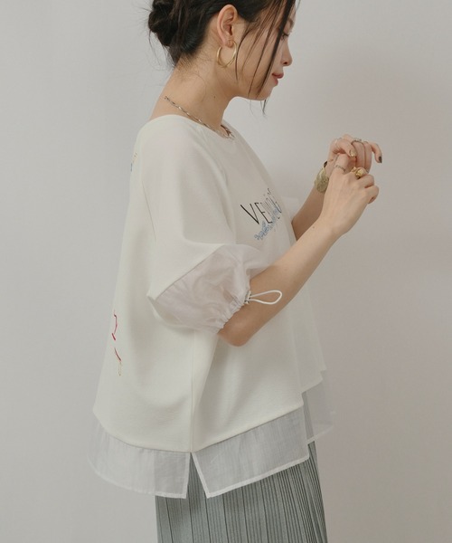 palm RICHE(ポームリシュ)の「前後2WAYふくれJQT(Tシャツ/カットソー・レディース・ブラック/ライトイエロー/オフホワイト・M)」の19枚目の写真