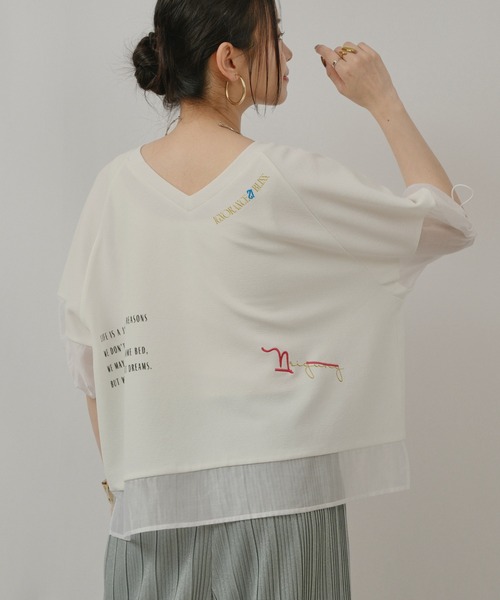 palm RICHE(ポームリシュ)の「前後2WAYふくれJQT(Tシャツ/カットソー・レディース・ブラック/ライトイエロー/オフホワイト・M)」の21枚目の写真
