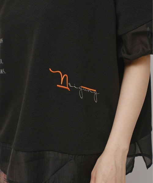 palm RICHE(ポームリシュ)の「前後2WAYふくれJQT(Tシャツ/カットソー・レディース・ブラック/ライトイエロー/オフホワイト・M)」の10枚目の写真