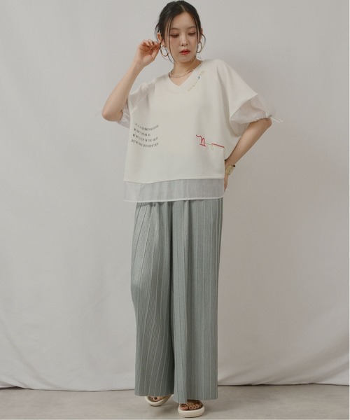 palm RICHE(ポームリシュ)の「前後2WAYふくれJQT(Tシャツ/カットソー・レディース・ブラック/ライトイエロー/オフホワイト・M)」の22枚目の写真