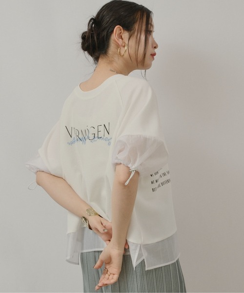 palm RICHE(ポームリシュ)の「前後2WAYふくれJQT(Tシャツ/カットソー・レディース・ブラック/ライトイエロー/オフホワイト・M)」の18枚目の写真