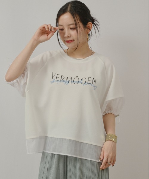 palm RICHE(ポームリシュ)の「前後2WAYふくれJQT(Tシャツ/カットソー・レディース・ブラック/ライトイエロー/オフホワイト・M)」の15枚目の写真