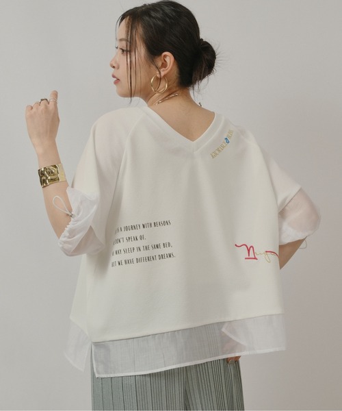 palm RICHE(ポームリシュ)の「前後2WAYふくれJQT(Tシャツ/カットソー・レディース・ブラック/ライトイエロー/オフホワイト・M)」の20枚目の写真