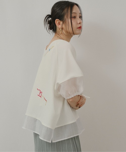 palm RICHE(ポームリシュ)の「前後2WAYふくれJQT(Tシャツ/カットソー・レディース・ブラック/ライトイエロー/オフホワイト・M)」の17枚目の写真