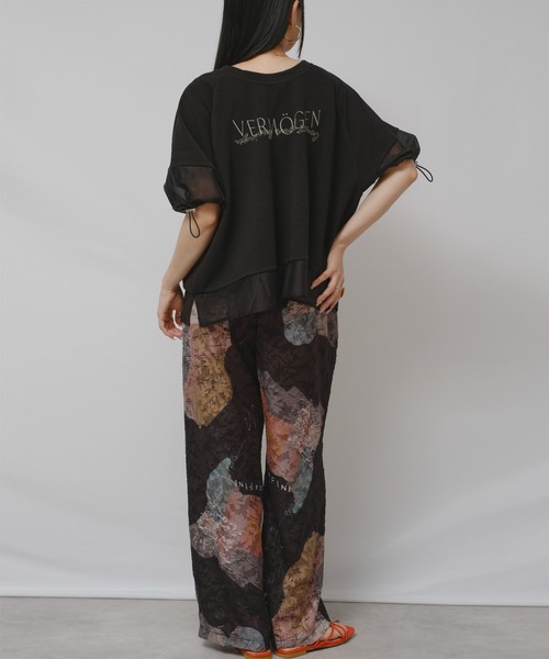 palm RICHE(ポームリシュ)の「前後2WAYふくれJQT(Tシャツ/カットソー・レディース・ブラック/ライトイエロー/オフホワイト・M)」の8枚目の写真