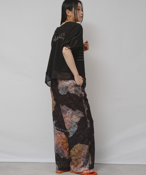 palm RICHE(ポームリシュ)の「前後2WAYふくれJQT(Tシャツ/カットソー・レディース・ブラック/ライトイエロー/オフホワイト・M)」の7枚目の写真