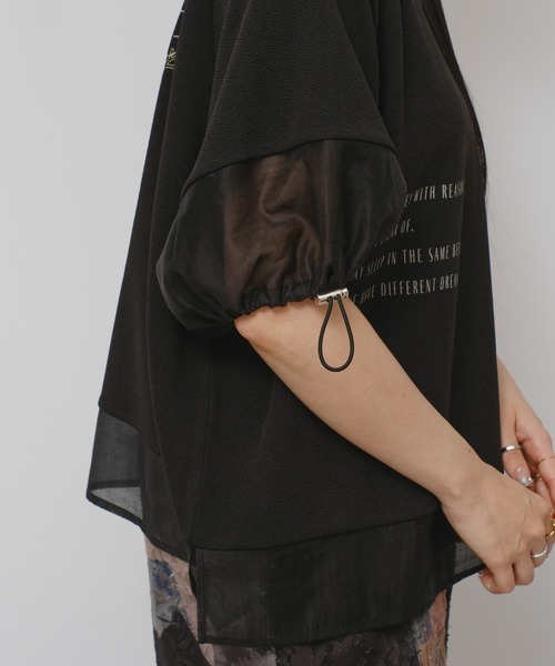 palm RICHE(ポームリシュ)の「前後2WAYふくれJQT(Tシャツ/カットソー・レディース・ブラック/ライトイエロー/オフホワイト・M)」の13枚目の写真