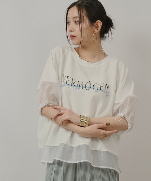 palm RICHE(ポームリシュ)の「前後2WAYふくれJQT(Tシャツ/カットソー・レディース・ブラック/ライトイエロー/オフホワイト・M)」の16枚目の写真