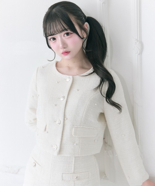 OLIVE des OLIVE（オリーブデオリーブ）の「【Belle Charme】Double Button Tweed Short Pants（その他パンツ・レディース・ブラック/アイボリー/ピンク・FREE）」の5枚目の写真