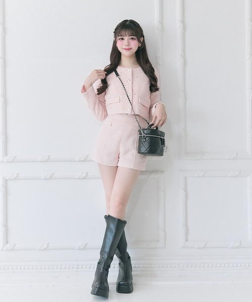 OLIVE des OLIVE（オリーブデオリーブ）の「【Belle Charme】Double Button Tweed Short Pants（その他パンツ・レディース・ブラック/アイボリー/ピンク・FREE）」の7枚目の写真