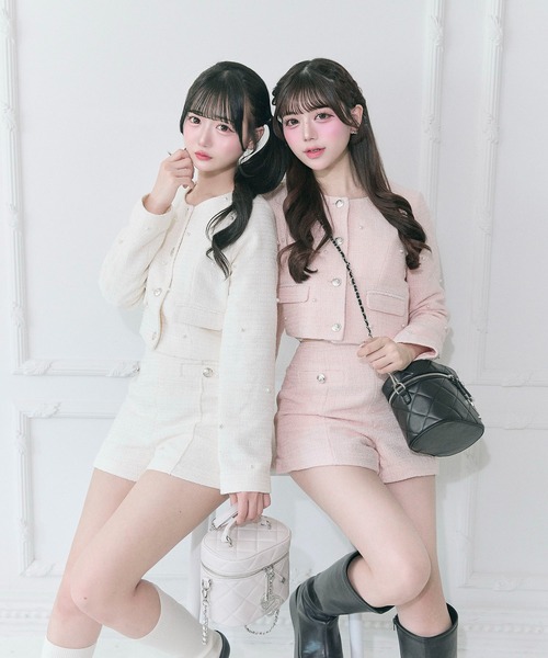 OLIVE des OLIVE（オリーブデオリーブ）の「【Belle Charme】Double Button Tweed Short Pants（その他パンツ・レディース・ブラック/アイボリー/ピンク・FREE）」の8枚目の写真