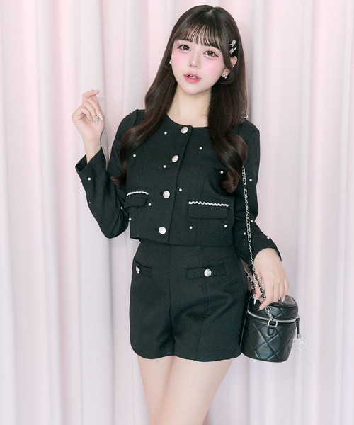 OLIVE des OLIVE（オリーブデオリーブ）の「【Belle Charme】Double Button Tweed Short Pants（その他パンツ・レディース・ブラック/アイボリー/ピンク・FREE）」の10枚目の写真