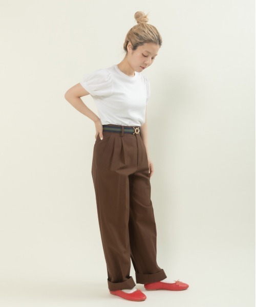 CHILD WOMAN(チャイルドウーマン)の「連シルフライス パフスリーブTシャツ(Tシャツ/カットソー・レディース・ホワイト/レッド/ブラック系その他/ブラック/レッド系その他・FREE)」の17枚目の写真