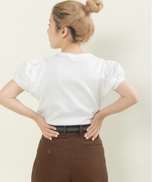 CHILD WOMAN(チャイルドウーマン)の「連シルフライス パフスリーブTシャツ(Tシャツ/カットソー・レディース・ホワイト/レッド/ブラック系その他/ブラック/レッド系その他・FREE)」の14枚目の写真