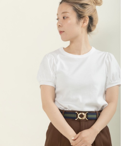 CHILD WOMAN(チャイルドウーマン)の「連シルフライス パフスリーブTシャツ(Tシャツ/カットソー・レディース・ホワイト/レッド/ブラック系その他/ブラック/レッド系その他・FREE)」の12枚目の写真