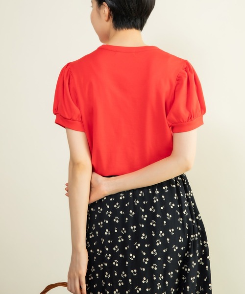 CHILD WOMAN(チャイルドウーマン)の「連シルフライス パフスリーブTシャツ(Tシャツ/カットソー・レディース・ホワイト/レッド/ブラック系その他/ブラック/レッド系その他・FREE)」の22枚目の写真