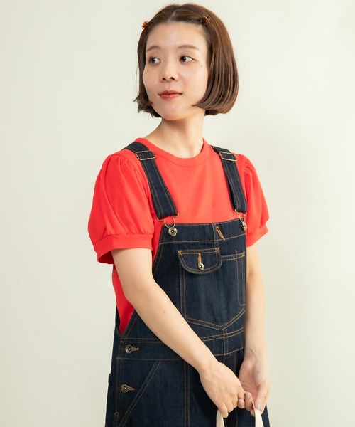 CHILD WOMAN(チャイルドウーマン)の「連シルフライス パフスリーブTシャツ(Tシャツ/カットソー・レディース・ホワイト/レッド/ブラック系その他/ブラック/レッド系その他・FREE)」の21枚目の写真