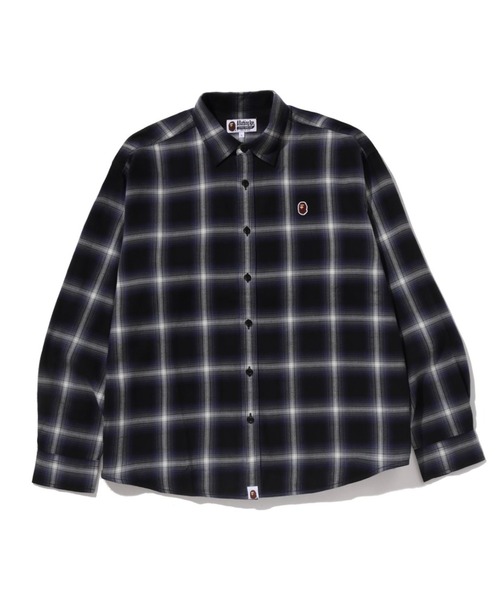 A BATHING APE（アベイシングエイプ）の「ONE POINT OMBRE CHECK LIGHT FLANNEL LS SHIRT（シャツ/ブラウス・メンズ・ブラック/アイボリー・MEDIUM）」の2枚目の写真