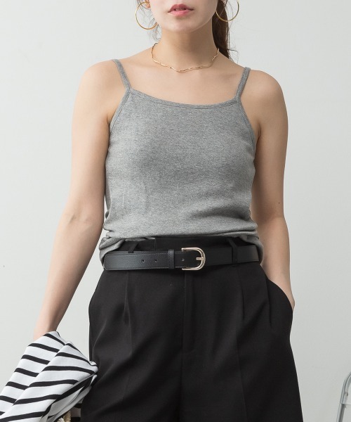 aity（アイティ）の「M-4L カップ付き コットンフライス キャミソール 夏服（キャミソール・レディース・オフホワイト/ネイビー/杢グレー/チャコールグレー/カーキ/グレイッシュベージュ/ブラック・3L/LL/4L/L/M）」の4枚目の写真