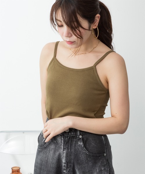 aity（アイティ）の「M-4L カップ付き コットンフライス キャミソール 夏服（キャミソール・レディース・オフホワイト/ネイビー/杢グレー/チャコールグレー/カーキ/グレイッシュベージュ/ブラック・3L/LL/4L/L/M）」の6枚目の写真