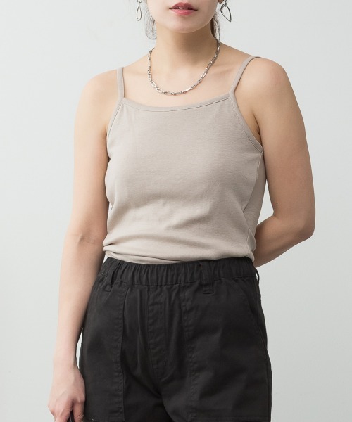 aity（アイティ）の「M-4L カップ付き コットンフライス キャミソール 夏服（キャミソール・レディース・オフホワイト/ネイビー/杢グレー/チャコールグレー/カーキ/グレイッシュベージュ/ブラック・3L/LL/4L/L/M）」の5枚目の写真