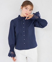 tocco closet | リボン付きレース切り替えピンタックブラウス(シャツ/ブラウス)