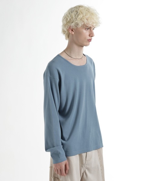 HARE（ハレ）の「ユルネックニットプルオーバー(HARE)（Tシャツ/カットソー・メンズ・ブラック/グレー/ブルー・FREE）」の4枚目の写真