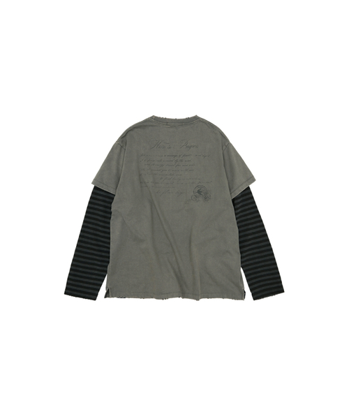 MEA（メア）の「DAMAGED LAYERED BOXY TOP [KHAKI]（Tシャツ/カットソー・メンズ・その他・2/3）」の2枚目の写真