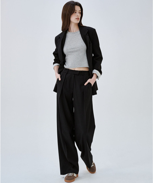 MALOUPE(マロップ)の「2172 ワンタックワイドパンツ (ブラック)(スラックス・レディース・その他・26/28/30)」の2枚目の写真
