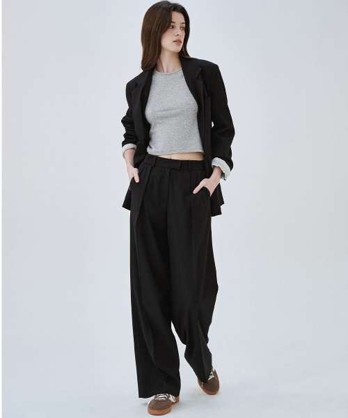 MALOUPE(マロップ)の「2172 ワンタックワイドパンツ (ブラック)(スラックス・レディース・その他・26/28/30)」の4枚目の写真
