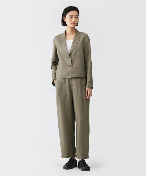 MUJI Labo(ムジラボ)の「〔MUJI Labo〕 婦人 リネンリヨセルタックワイドパンツ(その他パンツ・レディース・カーキ/ブラック・XL/L/M/S)」の2枚目の写真