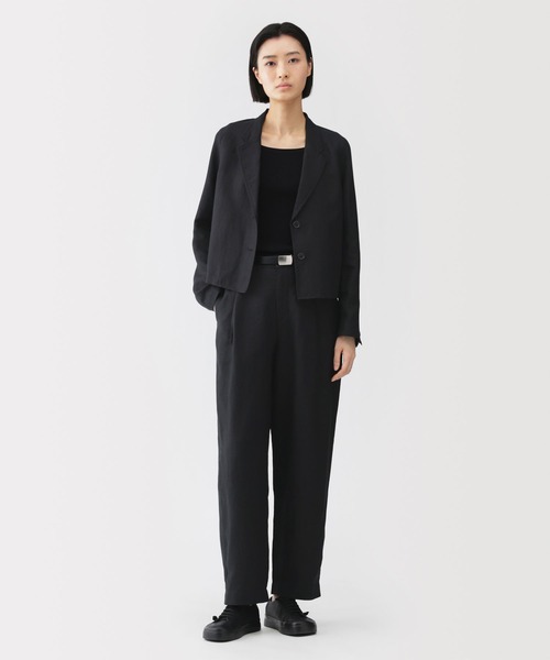 MUJI Labo(ムジラボ)の「〔MUJI Labo〕 婦人 リネンリヨセルタックワイドパンツ(その他パンツ・レディース・カーキ/ブラック・XL/L/M/S)」の1枚目の写真