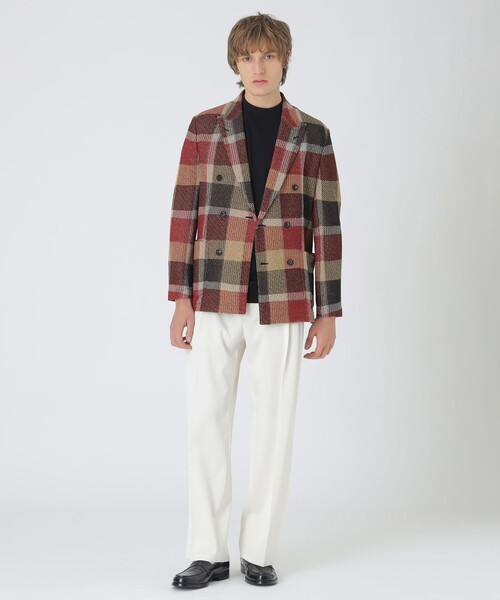 BLACK LABEL CRESTBRIDGE（ブラックレーベル・クレストブリッジ）の「【10th ANNIVERSARY】ツィーディークレストブリッジチェックニットジャケット（テーラードジャケット・メンズ・レッド系その他2・L/M）」の2枚目の写真