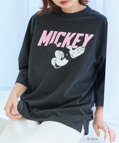 GOOD ROCK SPEED（グッドロックスピード）の「【GOOD ROCK SPEED】MICKEY ７分袖Tシャツ（Tシャツ/カットソー・レディース・ブラック/ブラウン・F）」の2枚目の写真