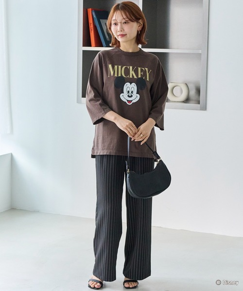 GOOD ROCK SPEED（グッドロックスピード）の「【GOOD ROCK SPEED】MICKEY ７分袖Tシャツ（Tシャツ/カットソー・レディース・ブラック/ブラウン・F）」の14枚目の写真