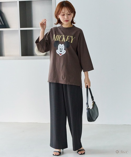 GOOD ROCK SPEED（グッドロックスピード）の「【GOOD ROCK SPEED】MICKEY ７分袖Tシャツ（Tシャツ/カットソー・レディース・ブラック/ブラウン・F）」の16枚目の写真