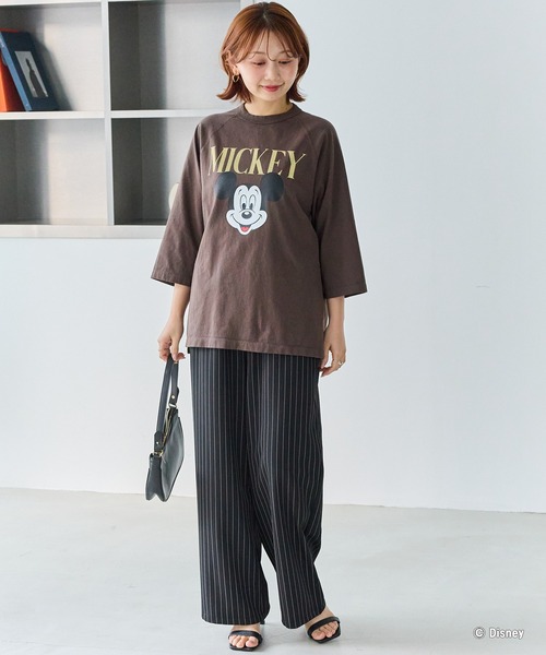 GOOD ROCK SPEED（グッドロックスピード）の「【GOOD ROCK SPEED】MICKEY ７分袖Tシャツ（Tシャツ/カットソー・レディース・ブラック/ブラウン・F）」の17枚目の写真