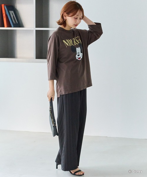 GOOD ROCK SPEED（グッドロックスピード）の「【GOOD ROCK SPEED】MICKEY ７分袖Tシャツ（Tシャツ/カットソー・レディース・ブラック/ブラウン・F）」の18枚目の写真