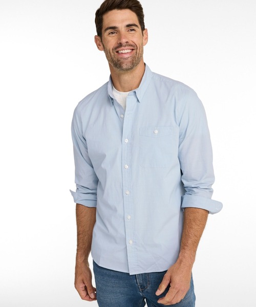 L.L.Bean（エルエルビーン）の「コンフォート・ストレッチ・パフォーマンス・シャンブレー・シャツ、スライトリー・フィット　長袖 米国フィット・レギュラー（シャツ/ブラウス・メンズ・ライトインディゴブルー/インディゴブルー/ブラウン系・X-LARGE/LARGE/MEDIUM/SMALL）」の5枚目の写真