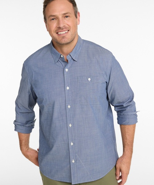 L.L.Bean（エルエルビーン）の「コンフォート・ストレッチ・パフォーマンス・シャンブレー・シャツ、スライトリー・フィット　長袖 米国フィット・レギュラー（シャツ/ブラウス・メンズ・ライトインディゴブルー/インディゴブルー/ブラウン系・X-LARGE/LARGE/MEDIUM/SMALL）」の7枚目の写真