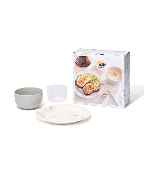 スターター3点セット モーニングタイム マーブル 食器 レンジ対応 食洗