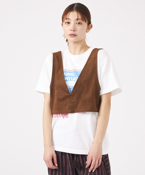 Rouge vif la cle（ルージュヴィフラクレ）の「【Le Melange/ル・メランジュ】ECOスウェードビスチェ/フェイクレザー【WEB限定】（ベスト・レディース・ブラウン・フリー）」の6枚目の写真