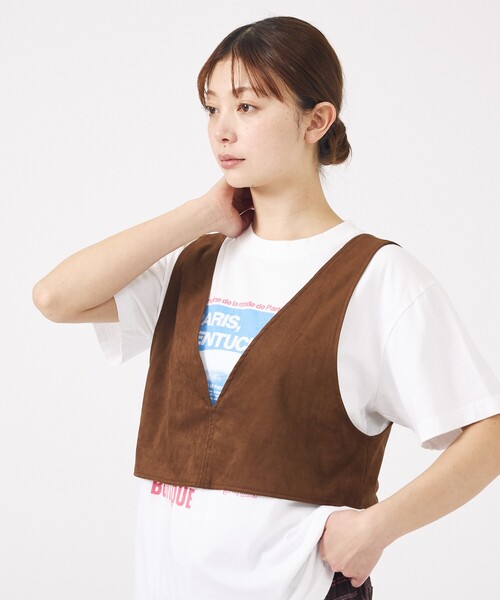 Rouge vif la cle（ルージュヴィフラクレ）の「【Le Melange/ル・メランジュ】ECOスウェードビスチェ/フェイクレザー【WEB限定】（ベスト・レディース・ブラウン・フリー）」の7枚目の写真