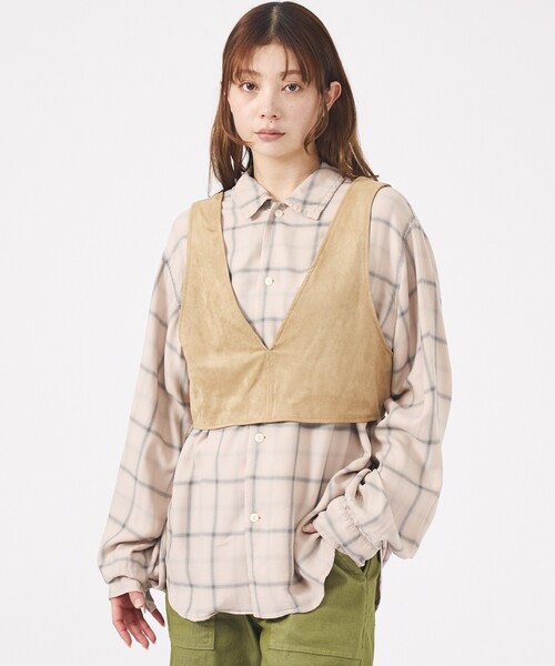 Rouge vif la cle（ルージュヴィフラクレ）の「【Le Melange/ル・メランジュ】ECOスウェードビスチェ/フェイクレザー【WEB限定】（ベスト・レディース・ブラウン・フリー）」の18枚目の写真