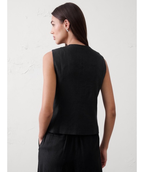 BANANA REPUBLIC FACTORY STORE(バナナリパブリック ファクトリーストア)の「BANANA REPUBLIC FACTORY STORE リネンブレンド タイフロント ベスト(ベスト・レディース・ベージュ/ブラック・0/4/2/8/6)」の6枚目の写真