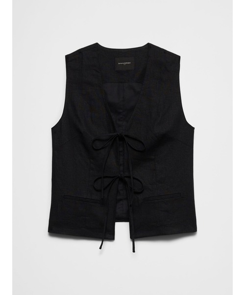 BANANA REPUBLIC FACTORY STORE(バナナリパブリック ファクトリーストア)の「BANANA REPUBLIC FACTORY STORE リネンブレンド タイフロント ベスト(ベスト・レディース・ベージュ/ブラック・0/4/2/8/6)」の10枚目の写真