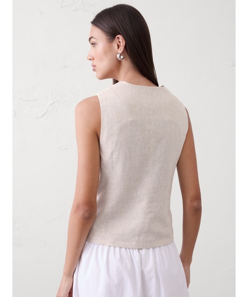 BANANA REPUBLIC FACTORY STORE(バナナリパブリック ファクトリーストア)の「BANANA REPUBLIC FACTORY STORE リネンブレンド タイフロント ベスト(ベスト・レディース・ベージュ/ブラック・0/4/2/8/6)」の7枚目の写真