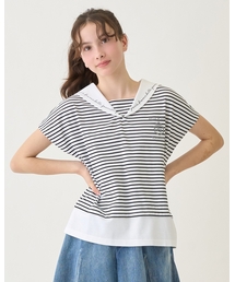 pom ponette junior（ポンポネットジュニア）の「【130cmあり】セーラーレイヤードトップス（Tシャツ/カットソー）」