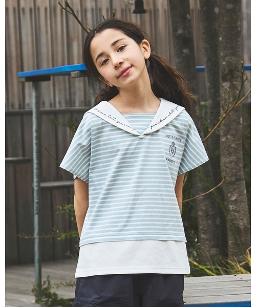 セール】【130cmあり】セーラーレイヤードトップス（Tシャツ 